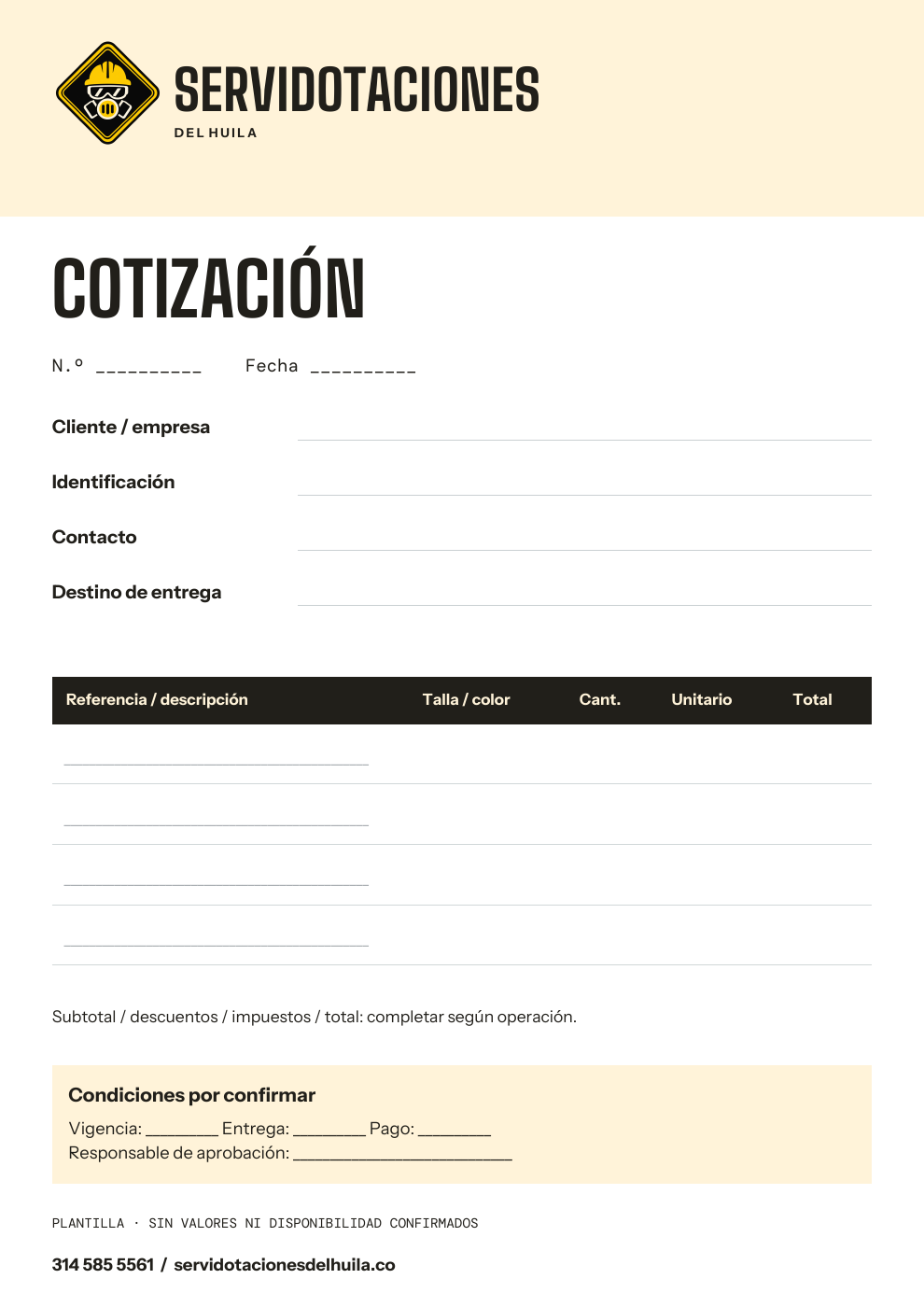 Oficio cercano · Cotización