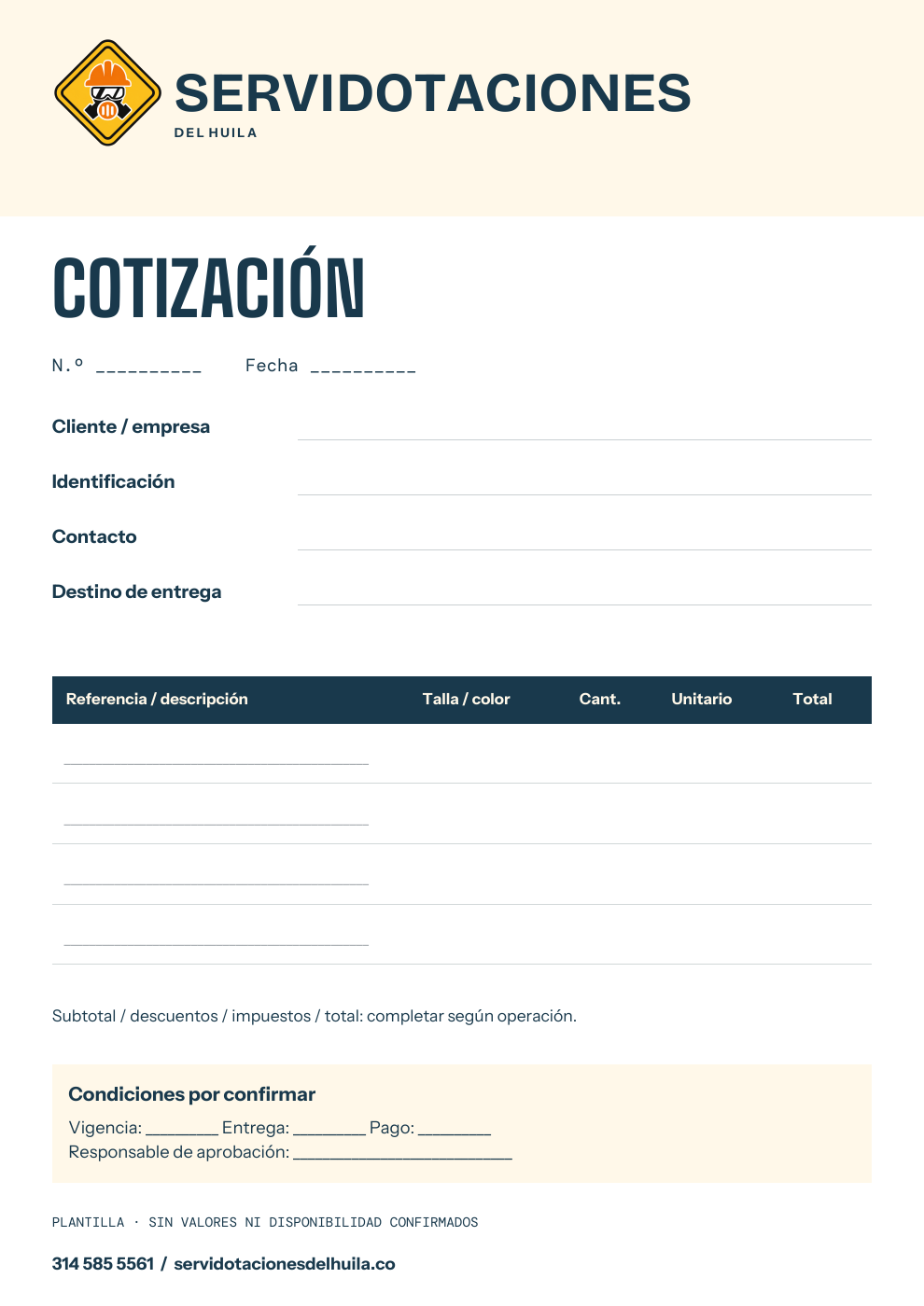 Manos a la obra · Cotización
